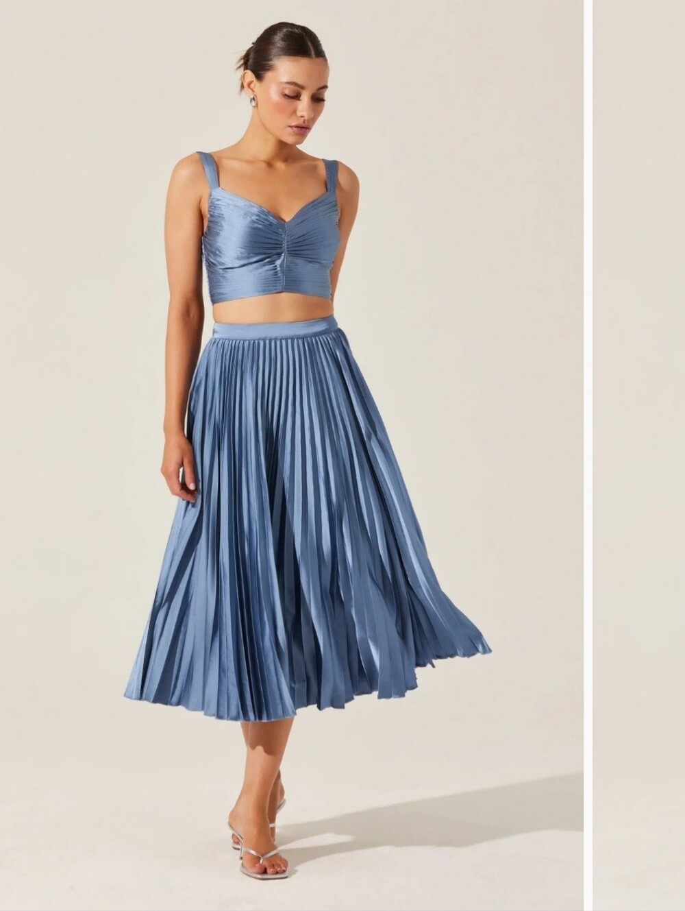 Astr Pleated Satin Skirt